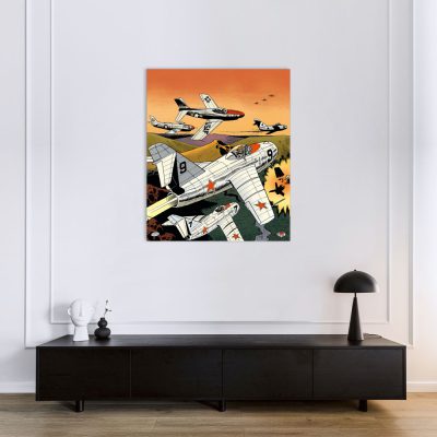 Buck Danny Art Strips - Ciel de Corée - Dibond Sur Plexiglas 120x100