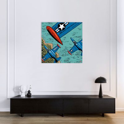 Buck Danny Art Strips - Verticale côte - Dibond sur plexiglas 100x100 Buck Danny Art Strips - Verticale côte - Dibond sur plexiglas 100x100